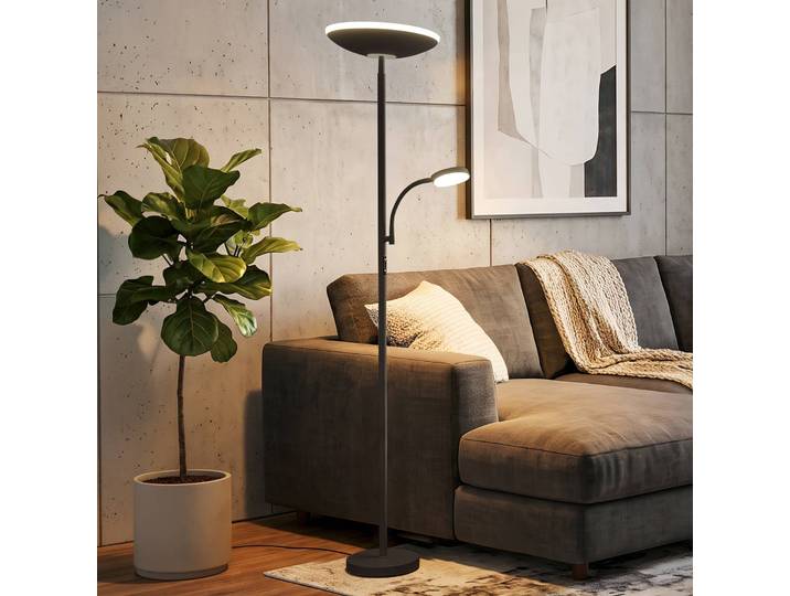 Briloner Stehlampe Sira, dimmbar, schwarz, für Arbeitszimmer / Büro, Metall, Modern