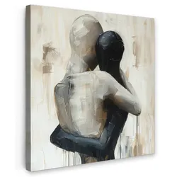 LEINWANDBILD Abstrakt - Liebe - Schwarz und weiß - Modern Deko Wohnzimmer 20x20 cm
