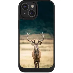 Nivocase Handyhülle für Apple iPhone 13 Mini Hülle NIVOpure Case Schwarz Hirsch Wald Wiese (Apple iPhone 13 mini), Smartphone Hülle, Schwarz