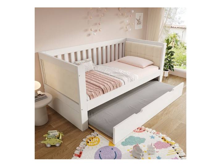 STILVORA Kinderbett 90x200 Tagesbett mit Ausziehbett 90x190 Platzsparend für Apartment