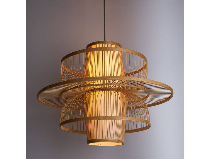 Suspension Ø 64cm Bois/Bois Bambou Ampoule électrique/LED/Ampoule à économie d'énergie E27