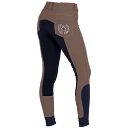 Fairplay Damen Reithose Roxana, beige, Comi-tech besatz navy, Damen, made in EU!!!, Damengröße: Größe 38