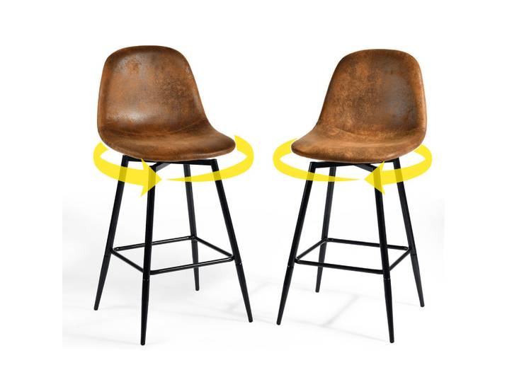 Urban Meuble Barhocker Drehbare 2er-Set H67 CM, Braun, Metall, Rechteckig, 42x97x47 cm, Esszimmer, Barmöbel, Barhocker