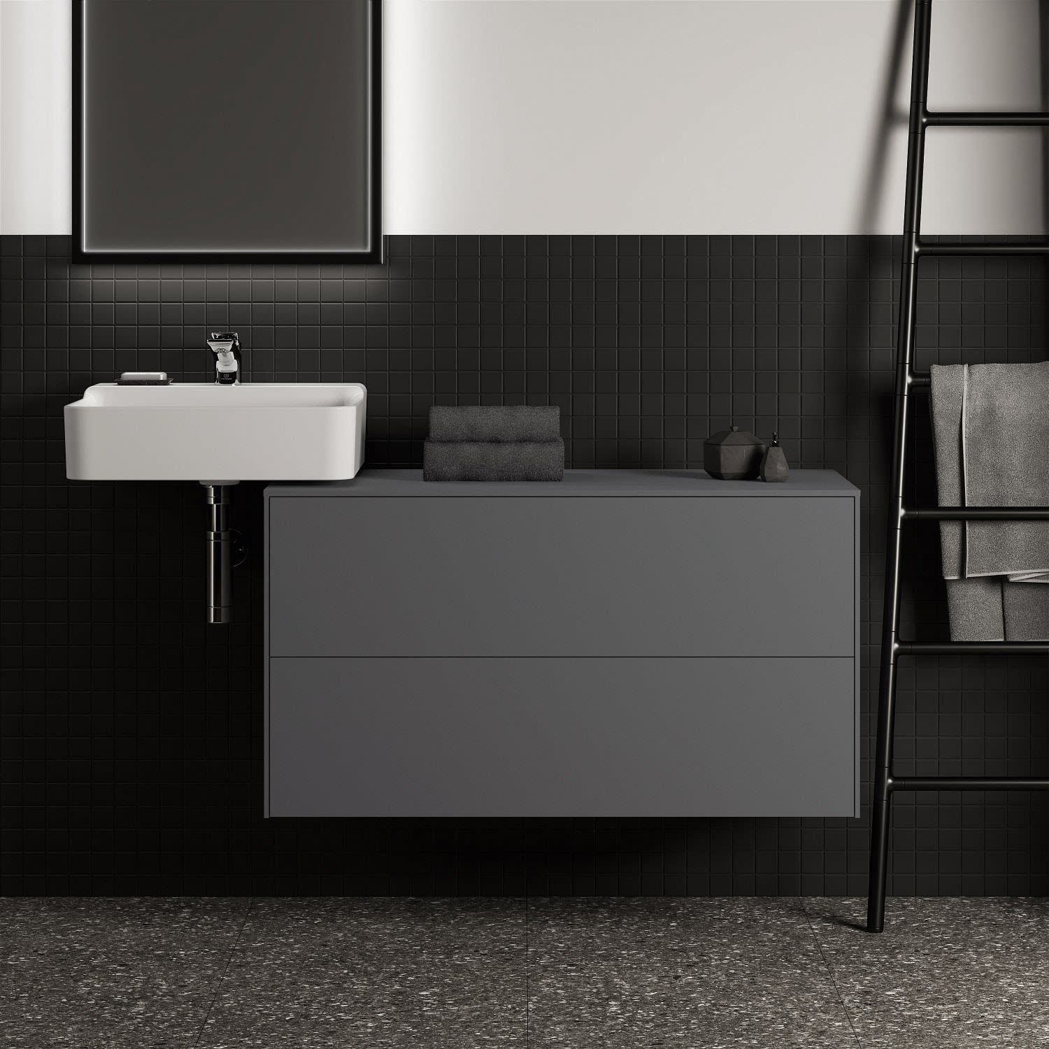 Ideal Standard Waschtischunterschrank 100 cm, ohne Ausschnitt, 2 Auszüge