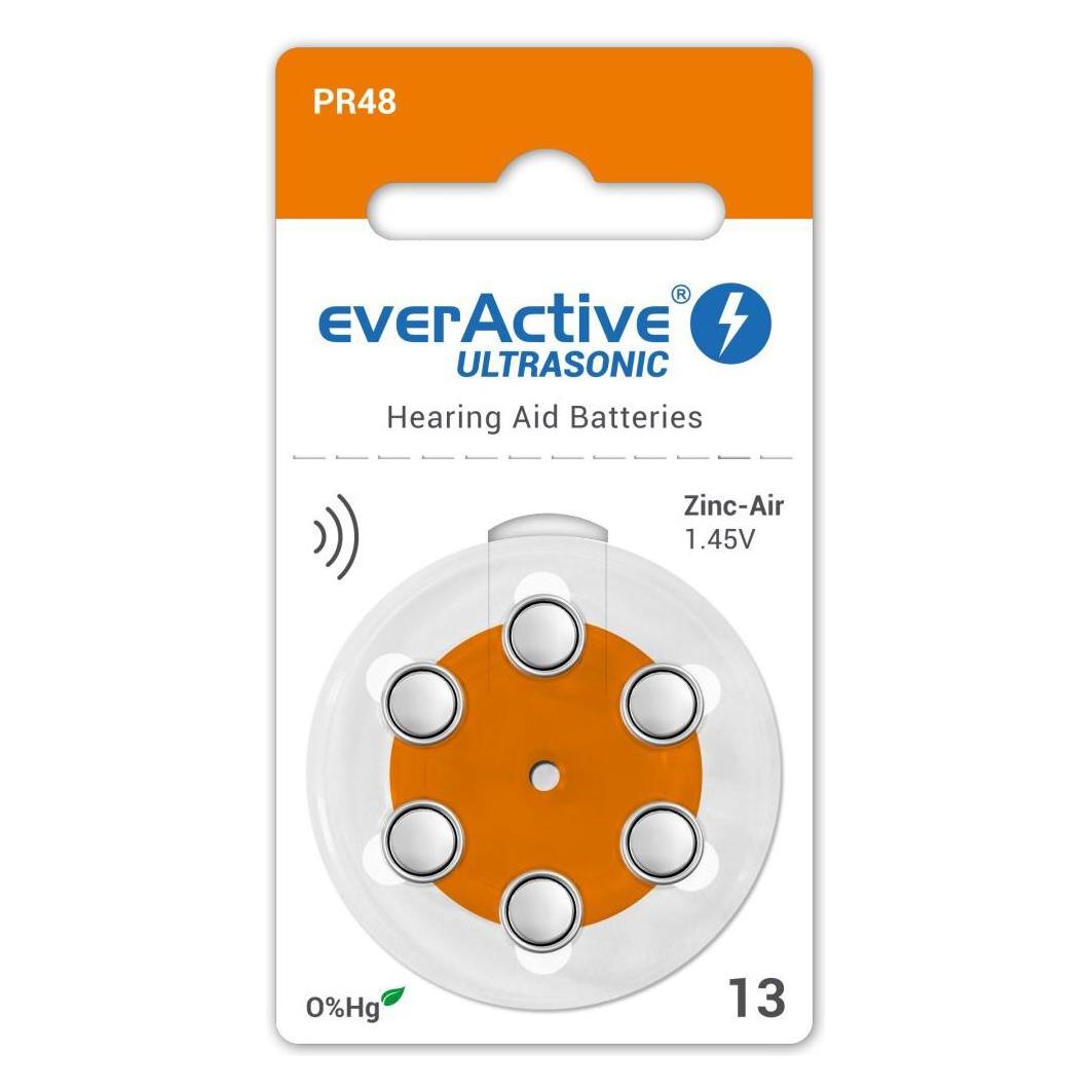 Everactive Bateria do aparat??w s??uchowych PR48 6 szt. (6 Stk., 13, 300 mAh) (ULTRASONIC 13)