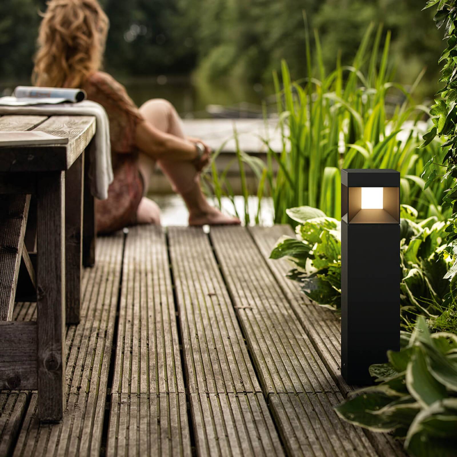 Philips LED Pillar Light Parterre, Black, Aluminium, Modern, Outdoor lights