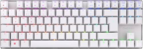 Cherry XTRFY MX 8.2 TKL Wireless RGB Bluetooth, Kabellos Tastatur Deutsch, QWERTZ Silber, Weiß RGB-Beleuchtung