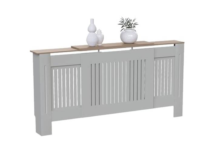 Vida Designs Arlington Heizkörperabdeckung Olive Grey - Verstellbar - Modern Shaker Style Vertical Slat Design for Optimal Heat Circulation - H83xW140-204xD19cm - MDF- für Wohnzimmer und Flur