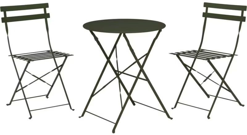 Conjunto De Jardín Ambiance Mesa Y Sillas Plegables Negro Talla Única Unisex