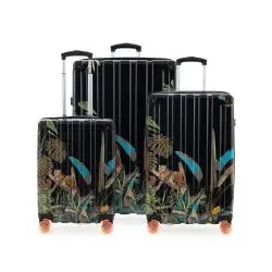 Q-Damm - 3er Koffer Set Hartschale Leopard, TSA