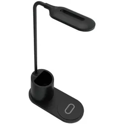 Rebeltec, Tischlampe, Led-Lampe mit drahtlosem Induktionsladegerät QI W600 10W High speed schwarz (250 lm)