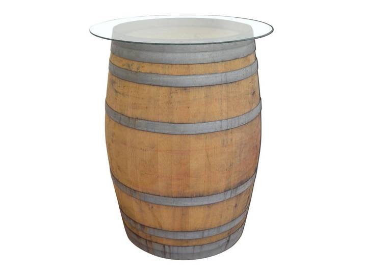 Temesso Stehtisch 225L Weinfass als Stehtisch - mit Glasplatte