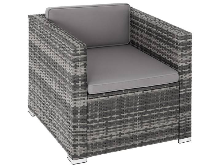tectake Rattansessel Lignano, 70 x 69 x 65cm, grau, Grau, Kunststoff, 70x65x69 cm, Gartenmöbel, Gartensessel, Gartenstühle