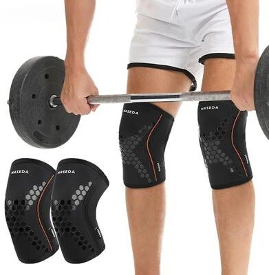 Friendly Fresh Finds Pressurized Knee Pads For Weightlifting & Squatting Honeycomb Neoprene Padded Support black s