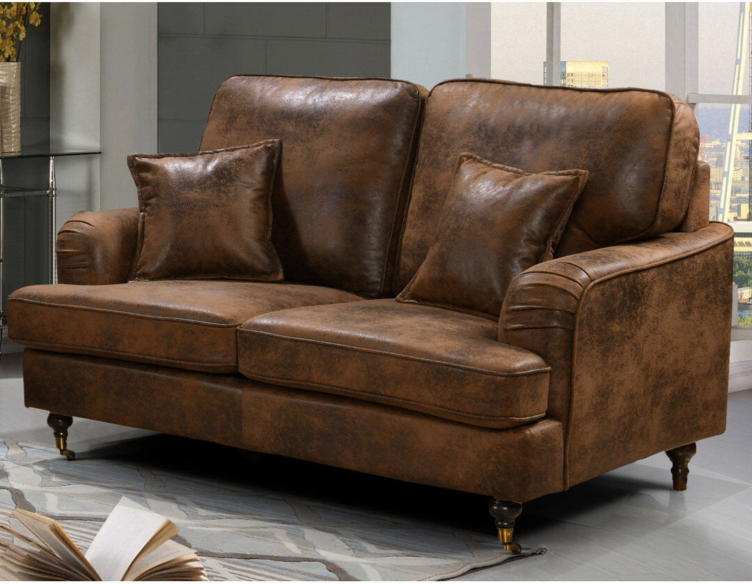 Rosalind Wheeler Crystil Upholstered Compact Sofa Brown 2