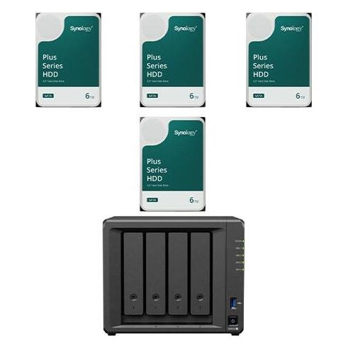 Synology DiskStation DS425+ 24 TB 4 Einschübe NAS-Server Leergehäuse + 4x Plus 3.5"" SA... (DS425+ & HAT3300-6T)