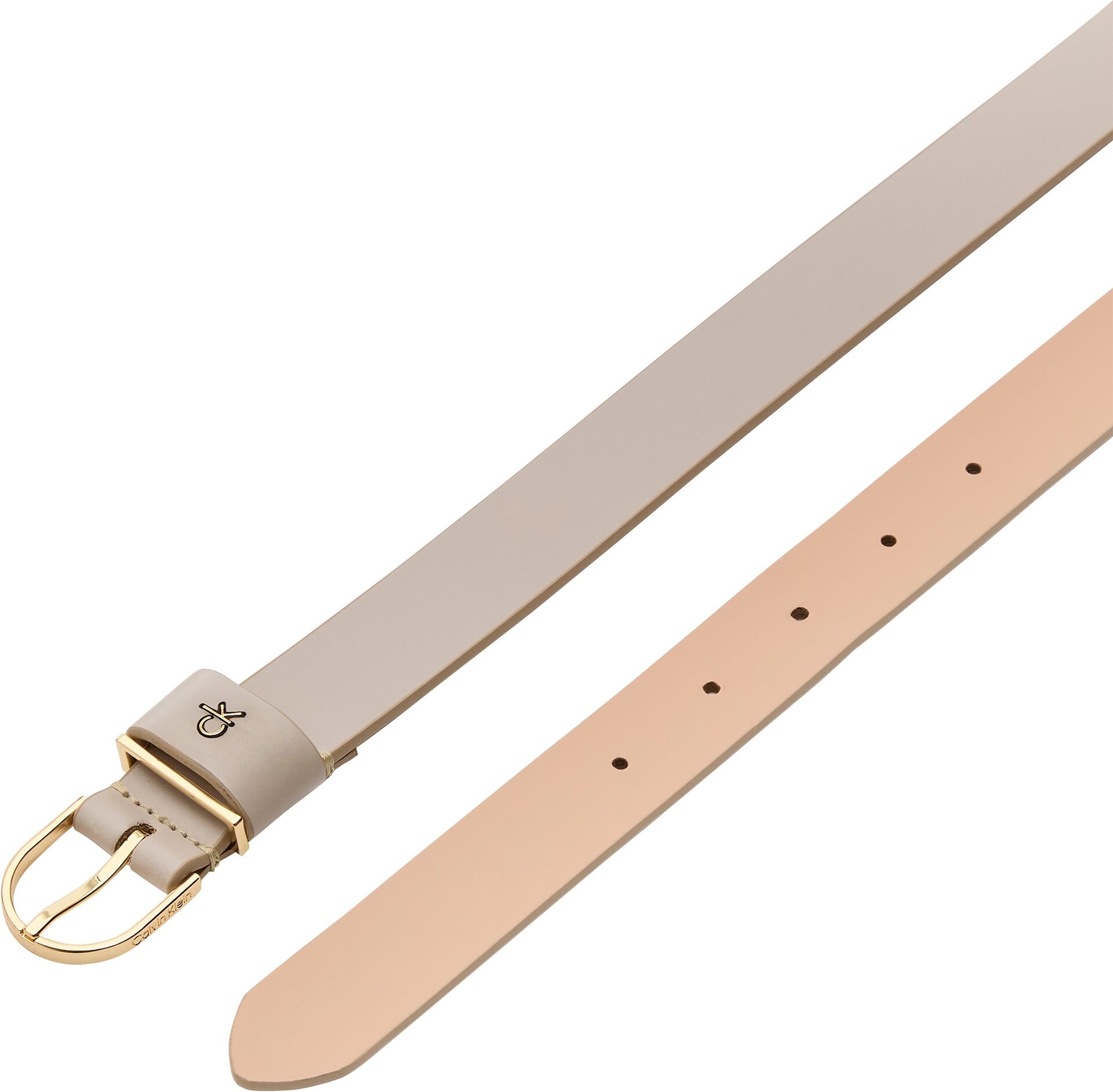Ledergürtel CALVIN KLEIN JEANS "CK METAL LOOP ROUND BUCKLE 25MM", Damen, Gr. 115, beige (chateau), Rindsleder, unifarben, Gürtel Ledergürtel, Grössenverstellbar chateau 115
