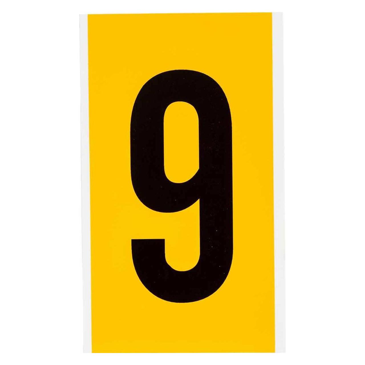 Brady B-946, 1570-9, Vinyl, Beschriftung: 9, Schwarz auf Gelb, 127 x 228mm, Schrifthöhe 152mm(25 K (1570-9)
