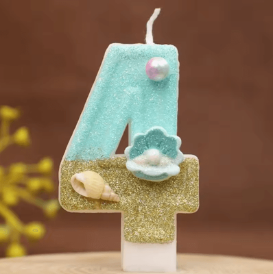 Inspire Picks Reusable Beach Theme Number Candles Ocean Birthday Cake Decorations For Yearly Celebrations number 4