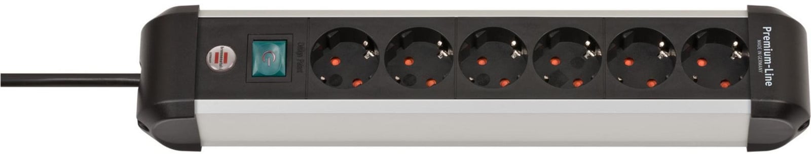Brennenstuhl Premium-Alu-Line 6-voudige stekkerdoos met schakelaar, 3,0 m, zwart