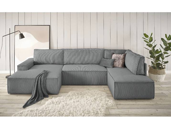Wohnlandschaft GOODPRODUCT SHERWOOD Cord U-Form, 329 cm - OTTO. Verlässliche Qualität. , grau (dunkelgrau), B:329cm H:85cm T:195cm, 100% Polyester, Sofas, Wohnlandschaft, Schlaffunktion m. Bettkasten (194x139 cm), Cord, Vintage, Samtvelours