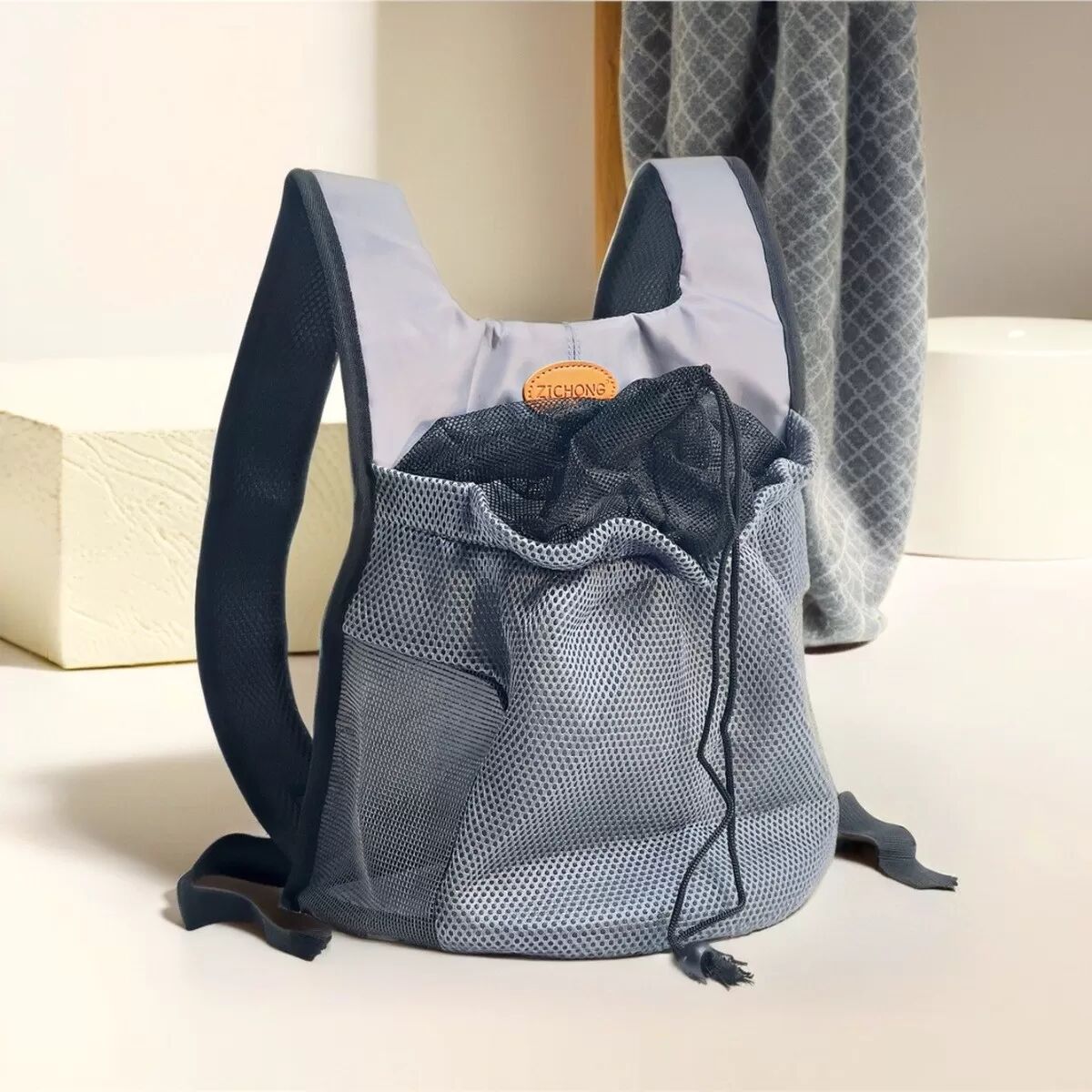 INF Tragbarer Haustierrucksack - Kleine Hunde- & Katzen-Transporttasche Grau
