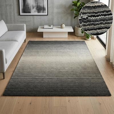Wollteppich OTTO HOME "Tyllan, Handgefertigt, reine Wolle", grau, B:120cm H:14mm L:180cm, Wolle, Teppiche, Farbverlauf, meliert, Wohnzimmer, Schlafzimmer, Esszimmer