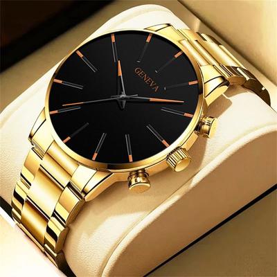 Modern Mode Marketplace Mens Quartz Watch Fashionable Business Watch For Stylish Professionals gold