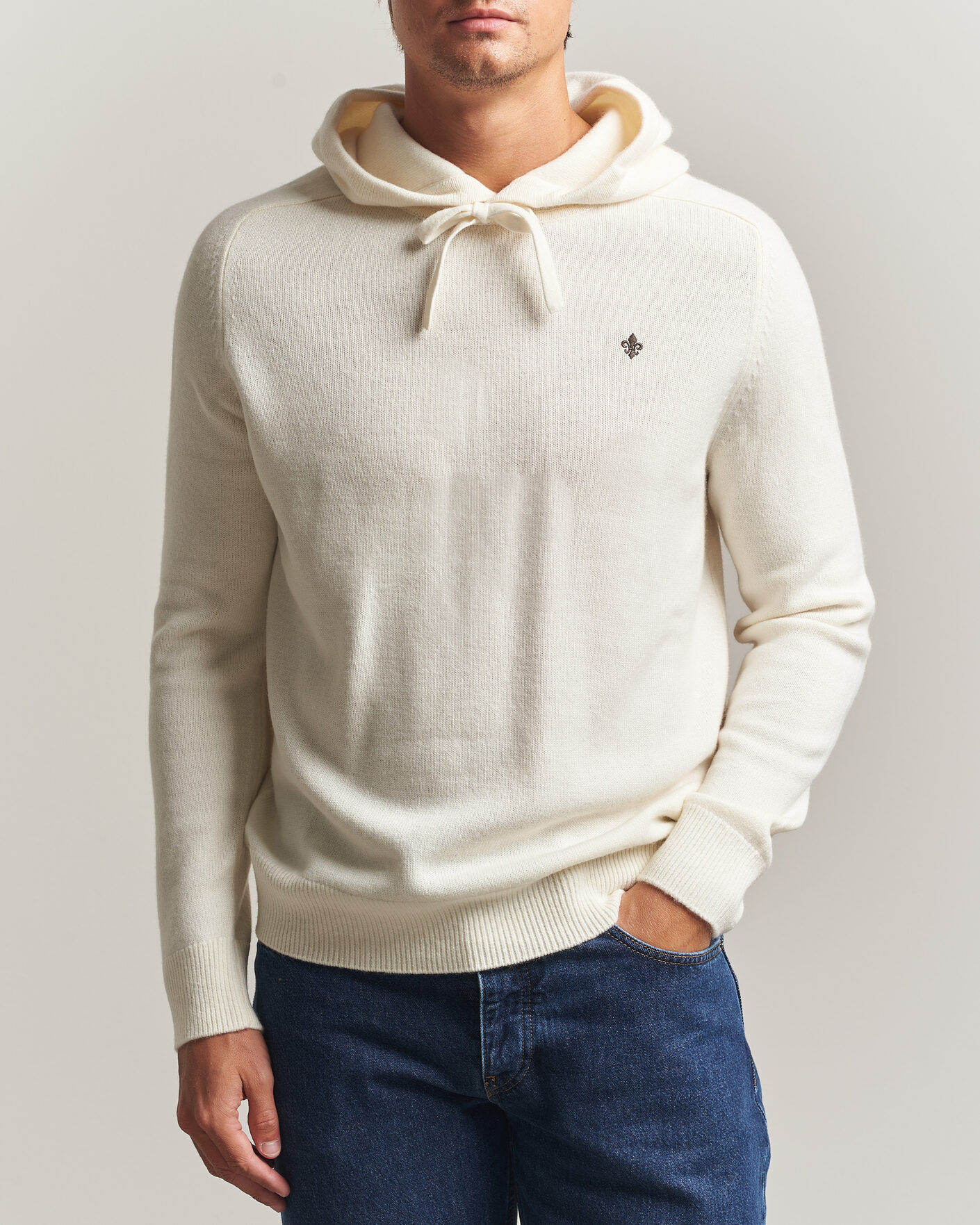 Morris Hertford Lambswool Hoodie Off White men XL Hvid