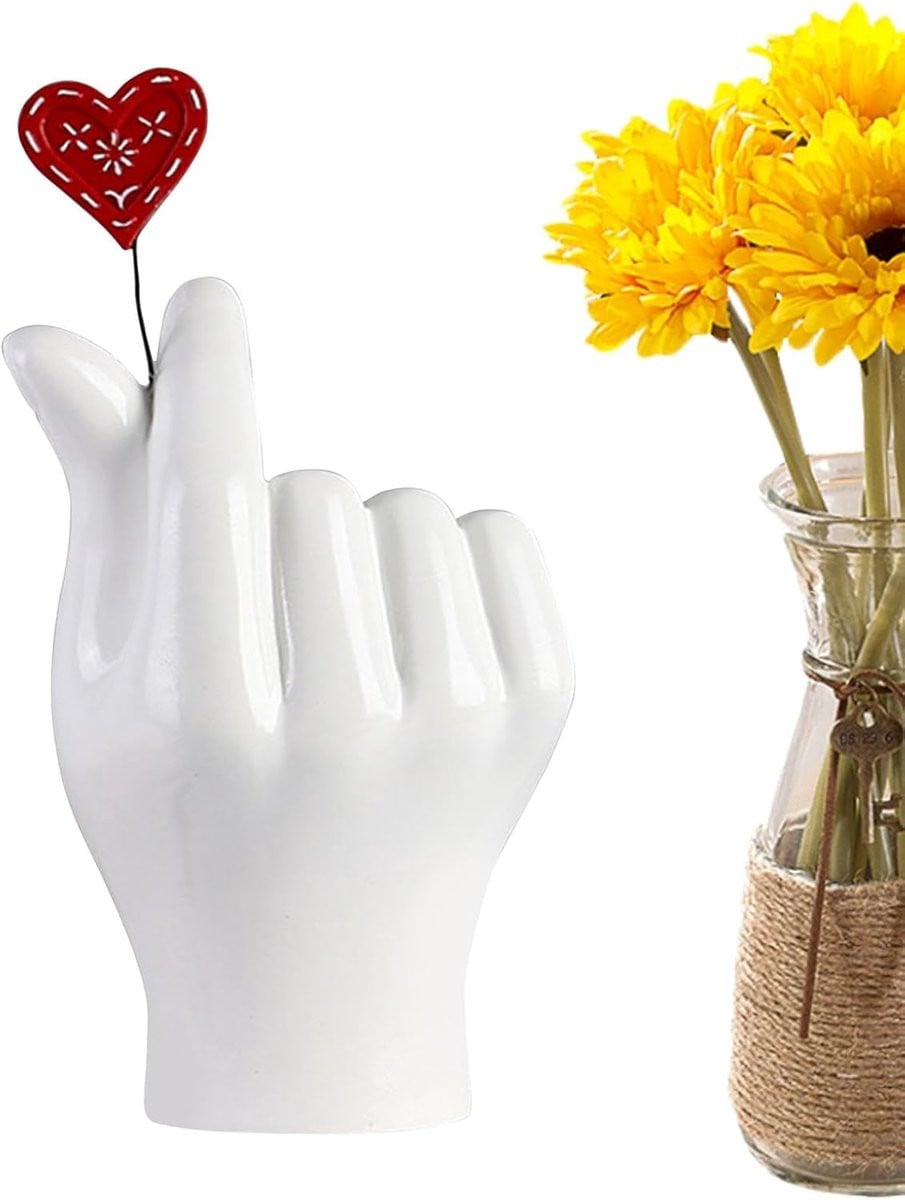 Wit Hars Hart Handen Sculptuur - Liefdesbeeld Decoratie voor op Tafel