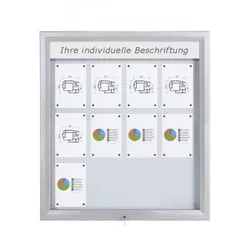 Schaukasten Premium BT46 Outdoor LED 4x3 DIN A4 Schaukästen für Aussen aus Aluminium mit LED Beleuchtung