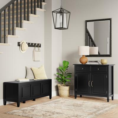 WYNDENHALL Hampshire Solid Wood 51 inch Wide Storage Bench Trunk and 40 inch Wide Storage Cabinet