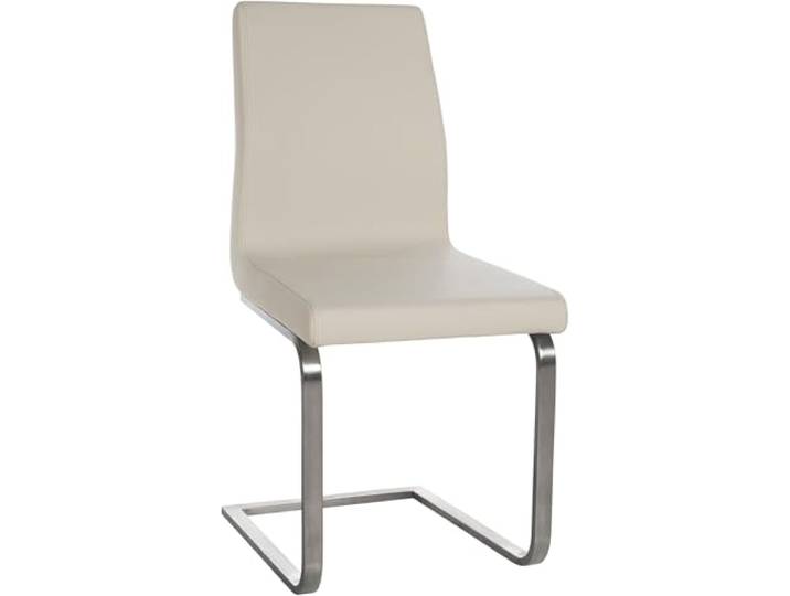 CLP Esszimmerstuhl Belfort, moderner Freischwinger mit hoher Rückenlehne, gepolsterter Sitzfläche, Edelstahlgestell, Farbe: Creme