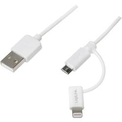 LogiLink USB-Kabel USB 2.0 USB-A Stecker, USB-Micro-B Stecker, Apple Lightning Stecker 1.00 m Weiß CU0118