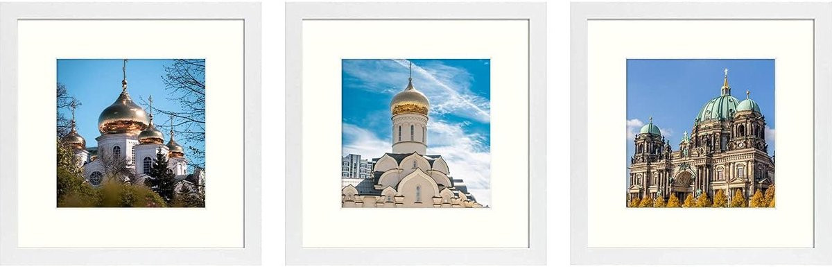 Wit Vierkant Fotolijst met Passe-partout voor Wanddecoratie - 8x8 cm
