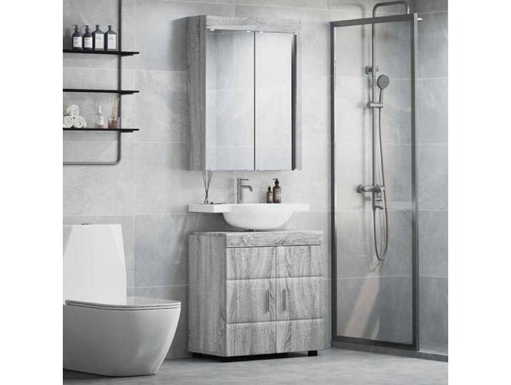 Salle de bain complete Vidaxl Ensemble de mobilier de salle de bain TULUM 2 pcs Gris Sonoma