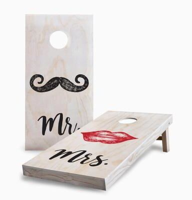 Skip's Garage Mr and Mrs Lips Wedding Corn Hole Board Set
