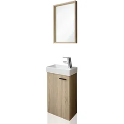 Gäste WC Badmöbel Set Waschbecken mit Unterschrank klein Sonoma
