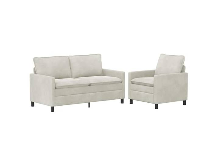 Coespram Couch Set 2-Teilig Samtsofa Creme Moderner Zweisitzer und Sessel Stilvolles 2er Polstermöbel Set mit Doppelschichtkissen für Ihr Wohnzimmer und Gästebereich in eleganter Samtoptik.