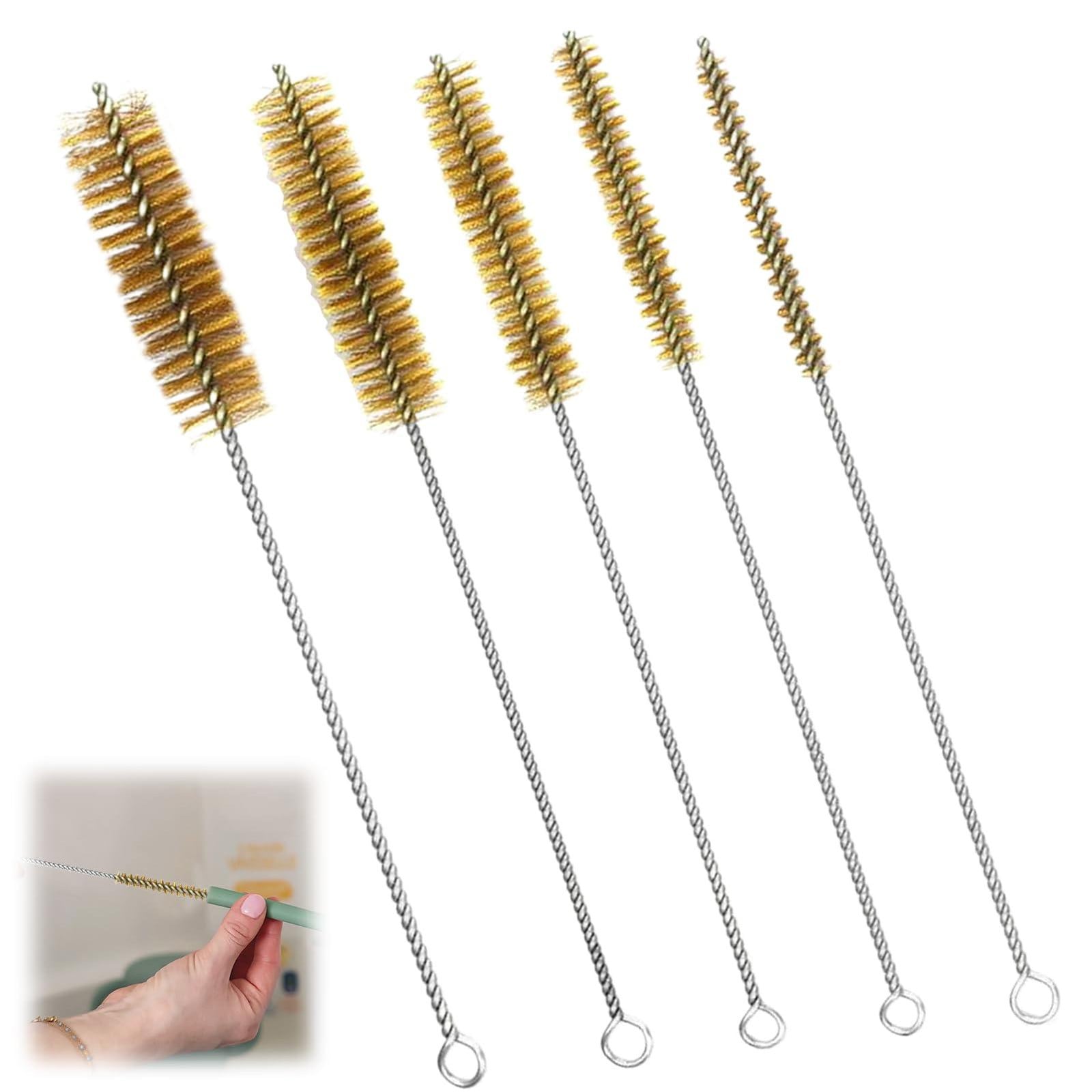 Selius Set van 5 Messing Borstels voor Buisreiniging en Draadborstels