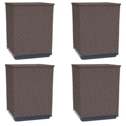 Helloshop26 - 4er-Set dekorative Pflanzkübel Garten Balkon 30 x 30 x 37 cm aus Polypropylen braun