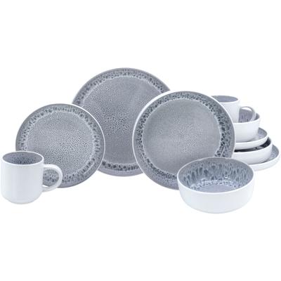 Kombiservice OTTO HOME "modernes Geschirr-Set, Service Lykk", weiß, stone, 10 Stk., Steinzeug, Geschirr-Sets, Kombiservice, hohe Haltbarkeit, spülmaschinen- & mikrowellengeeignet, Reaktivglasur