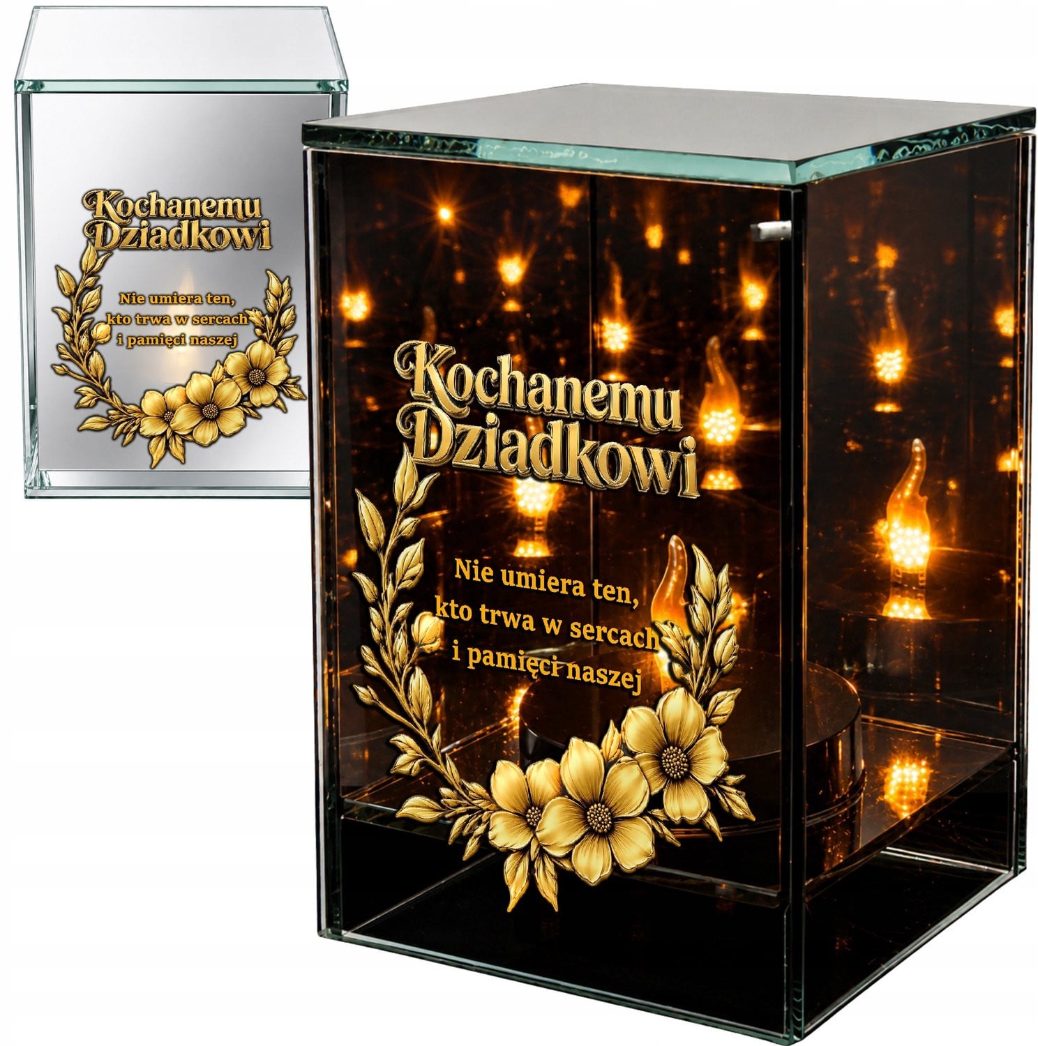 Decortrend Elegante LED Grafsteen Lantaarn met Spiegelglas