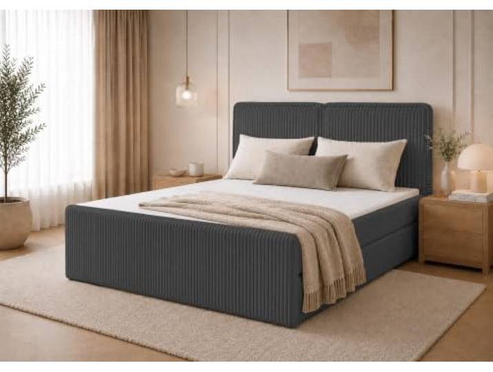 EURO-MOEBEL Boxspringbett ALIS Bett Doppelbett mit Bonell Matratze, Bettkästen (Schwarz - Tilia 100, 200 x 200 cm)