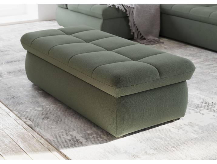 Polsterhocker DOMO COLLECTION MORIC 136x64 cm, praktisch und komfortabel , grün (dunkelgrün), B:136cm H:43cm T:64cm, 95%Polyester, 5% Polyamid, Hocker, Polsterhocker, inklusive Stauraum