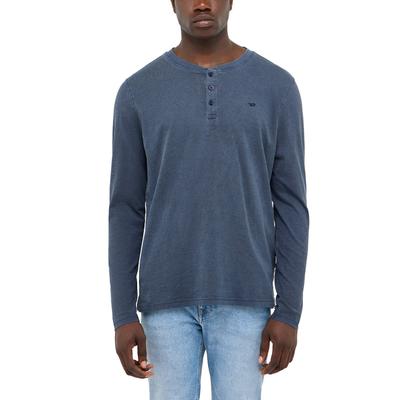 Langarmshirt MUSTANG "Herren Style Atchison", Herren, Gr. M, blau (navy), Single Jersey, 100% Baumwolle, Rundhals, Shirts Langarmshirt