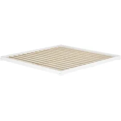 Erst-Holz Weißes Niederflurbett 200x200 extra flach Holzbett Kiefer V-60.47W-20 Rollrost inkl.