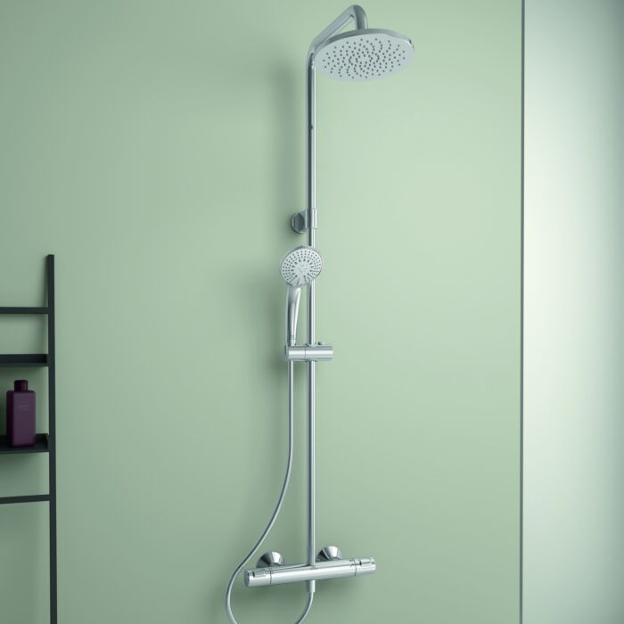 Ideal Standard T25 Duschsystem A7701AA mit Brausethermostat, verchromt