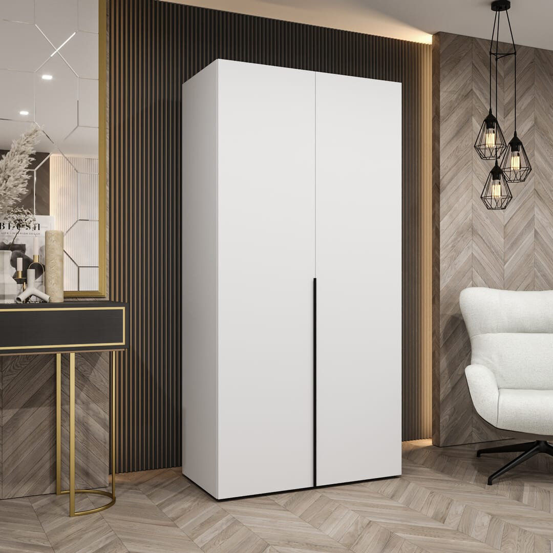 Latitude Run Oak Artisan Bia I Hinged Door Wardrobe 100cm - Warm Woodgrain Minimalism White 100cm W X 52cm D