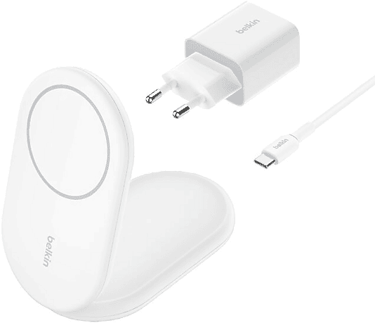 Cargador móvil inalámbrico - Belkin WIB007VFWH, Compatibilidad con Dispositivos que funcionen Estándar Qi2, 15W, Blanco